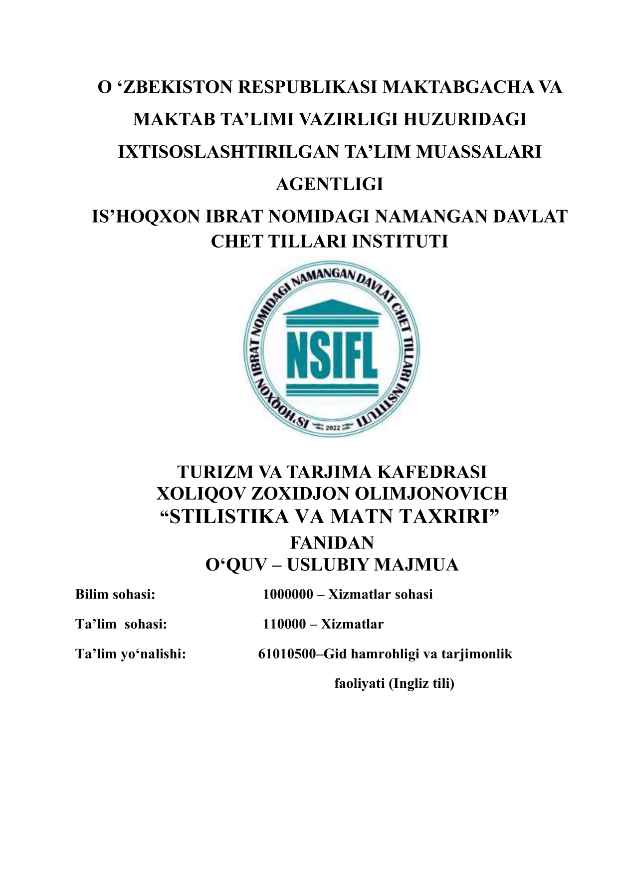 STILISTIKA VA MATN TAXRIRI