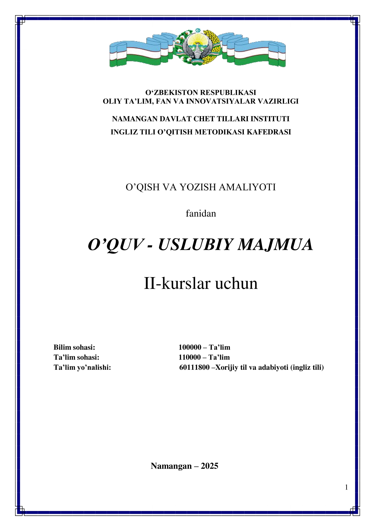 O’QISH VA YOZISH AMALIYOTI